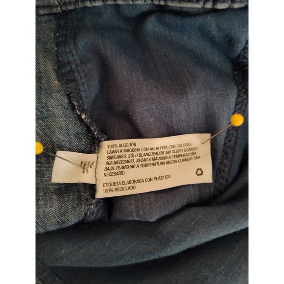 A New Day Medium Wash Chambray Jean Shorts Flat Front Chino Size 14 - Picture 7 of 7